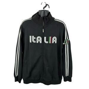 Roma Atletica Italia Jumper Black Full Zip Track Jacket Y2K Size XL
